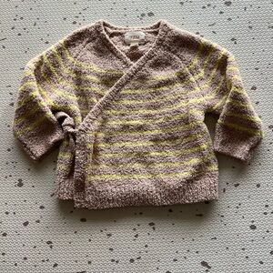 7AM Enfant Fuzzy Striped Long Sleeve Wrap Top Sweater size 6-9 months